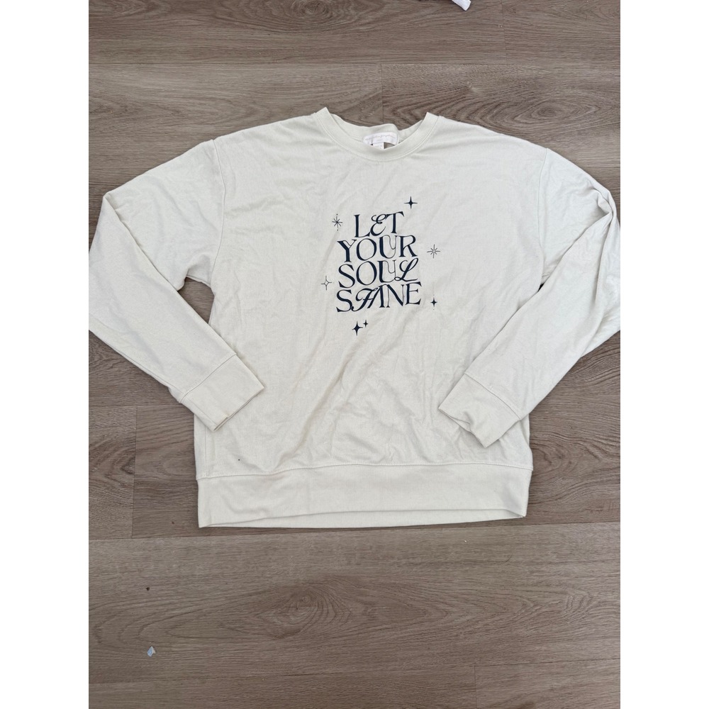 Spiritual Gangster Let Your Soul Shine Graphic Sweatshirt Cream Off White Large